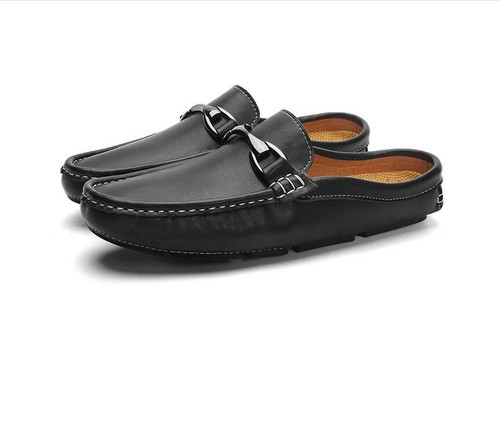 mens leather slip on mules